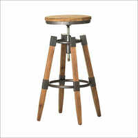 Iron & Wooden Combination Designer Bar Stool - Antique Finish, Natural Color | Smooth Glossy Surface, Eco-friendly, Uv Resistant, Easy To Clean