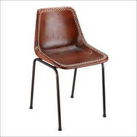 Iron Pipe & Leather Seat Cafeteria Chair