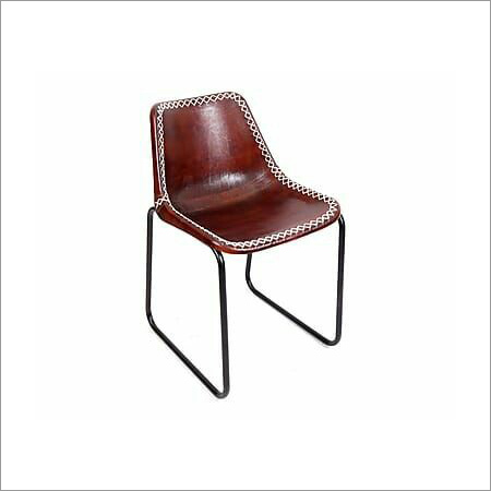 Iron Pipe Dining Chair With Leather Seat No Assembly Required