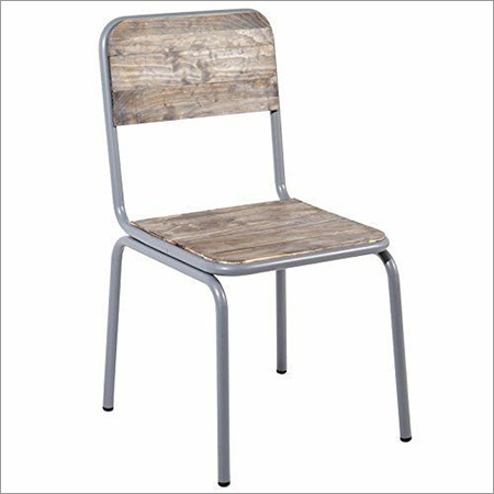 Iron Restaurant Chair with Wooden Seat
