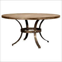 Smooth Finishing Wrought Iron Coffee Table With Wooden Top