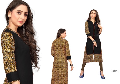 Black And Mix New Style Kurti For Rayon