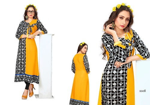 Indian Yellow Rayon Kurti