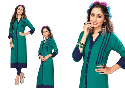 Green Rayon Women'S Kurti