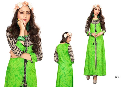 Green Long Printing Kurti