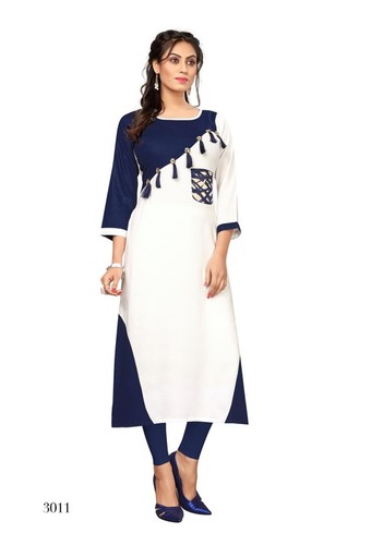 Indian White & Blue Fashionable Kurti