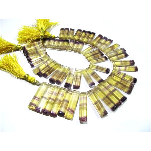 Natural Yellow Fluorite Long Baguette Shape Beads