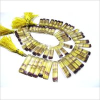 Natural Yellow Fluorite Long Baguette Shape Beads