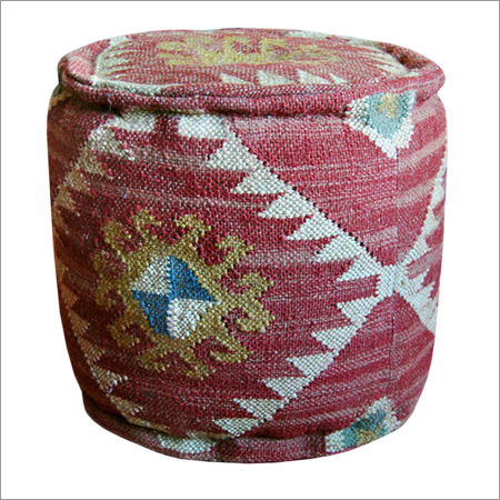 Herat Oriental Handmade Indo Kilim Upholstered Ottoman Puff By Unique Art and Craft Export House