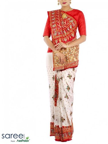 White And Red Panetar Sarees