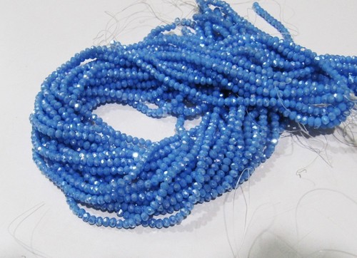 AAA Quality Mystic AB Coated Blue Chalcedony Rondelle Faceted Beads