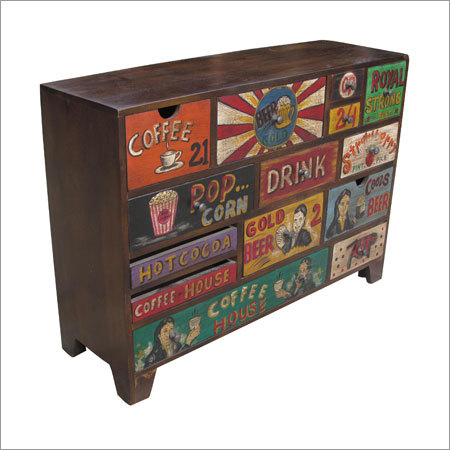 Hand Painted Wooden Drawer Chest