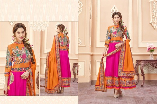 Magenta & Mustard Traditional Art Designer Anarkali Suit