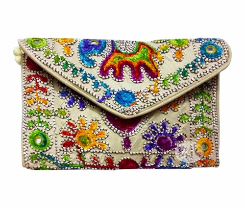 Banjara Clutch Bag - Silk Material, 9x6 Size, Assorted Colors | Ideal for Bohemian Style and Everyday Use