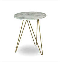 Iron Rod Table With Stone Top