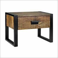 Mango Wood Bedside With Iron Legs No Assembly Required
