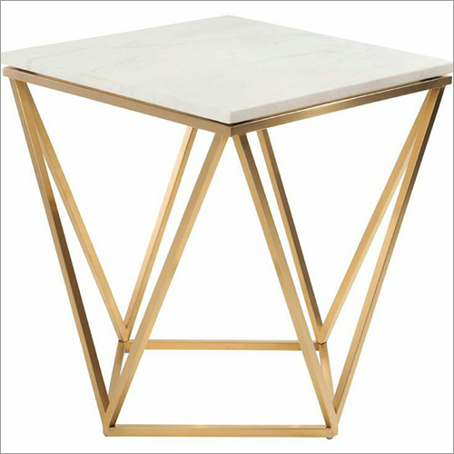 Square Pipe Table With Marble Top