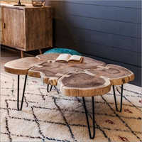 Round Designer Coffee Table With Iron Bars