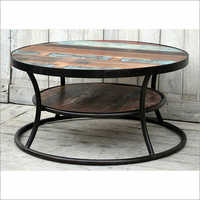 Round Pipe Coffee Table With Reclaim Wood Top Carpenter Assembly