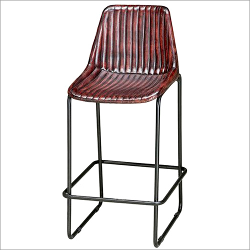 Iron Pipe Bar Chair with Leather Coated Seat