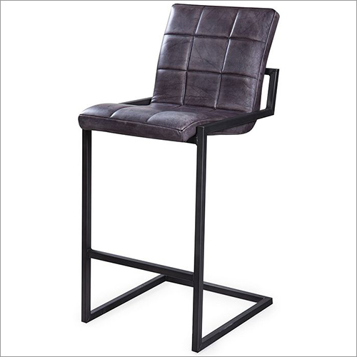 Bar Chair with Square Pipes and Leather Seat