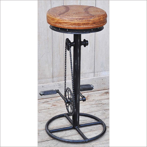 Cycle Bar Stool With Leather Seat No Assembly Required