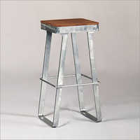 Bar Stool - Wood & Iron, 10x10x15 Inches, Natural Color | Smooth Glossy Finish, Elegant Design, Indoor & Outdoor Use