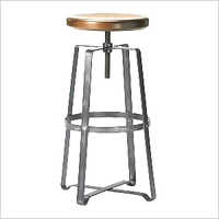 Iron Flat Bar Stool - 12x12x14 Inches, Natural Glossy Finish, Elegant Antique Style, No Assembly Required, Ideal For Outdoor Use
