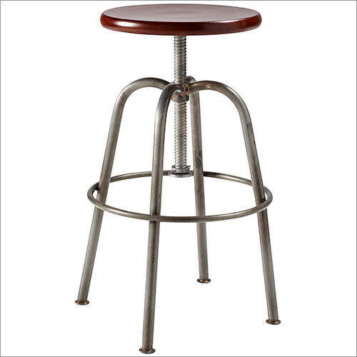 Iron Pipe Bar Stool With Mango Wood Seat No Assembly Required