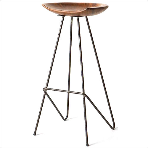 Cosmos Iron Rod Bar Stool With Wooden Seat