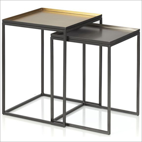 Nesting Table With Metal Sheet Top