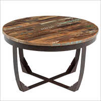 Wooden Coffee Table - 20x20x25 Cm, Smooth Glossy Finish, Elegant Alluring Look, Precise Polishing, Leather Top, Wooden And Iron Frame, 25 Kg Weight