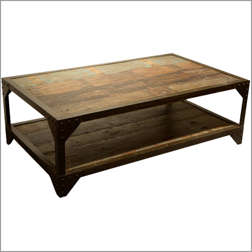 Industrial Coffee Table With Uneven Finished Top