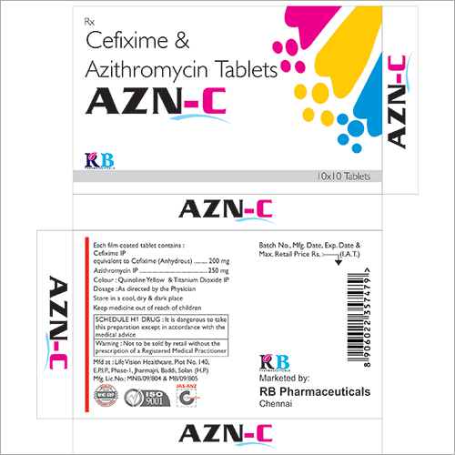 AZN-C - Tablets, Cefixime & Azithromycin | Dual Action, Broad Spectrum, Infection Control, Fast Relief