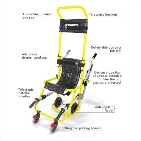 Pro Skid-e Evacuation And Transportation Chair - Stainless Steel, For Adults 10-35 Kilograms | Adjustable Backrest, Effortless Stair Glide, Caterpillar Belts