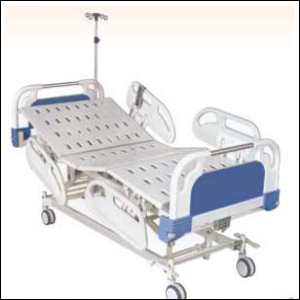 ICU BED ELECTRIC (ABS Heavy panels & ABS Railing ACP, Central Looking Castor) (5 Function)