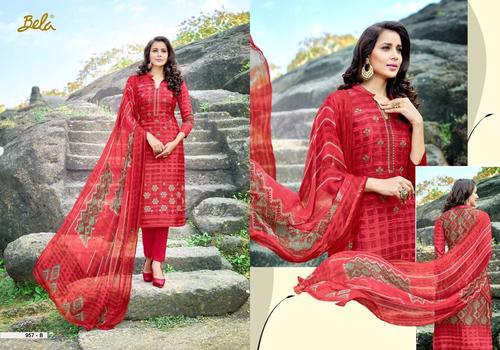 COTTON SATIN FABRIC SALWAR KAMEEZ WITH CHIFFON DUPATTA