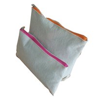 Canvas Pouch With Colorful Zipper