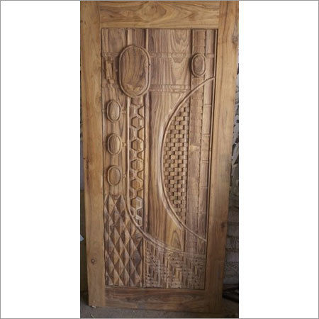 Brown 3D Sagwan Real Wood Door