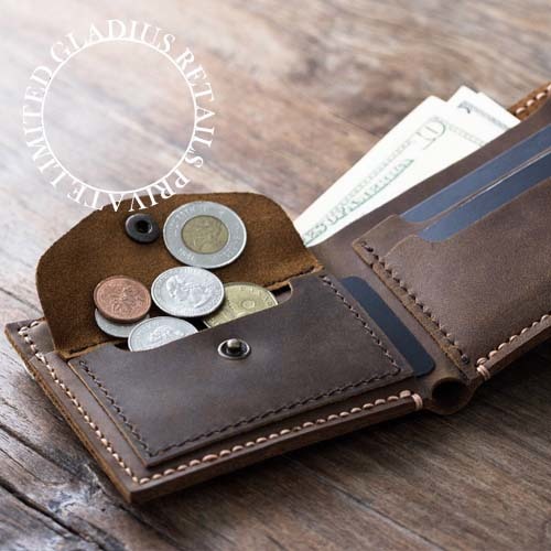 Mens Trifold Leather Wallet - Genuine Leather, Spacious Design for ID and Credit Cards, Stylish and Durable Appearance