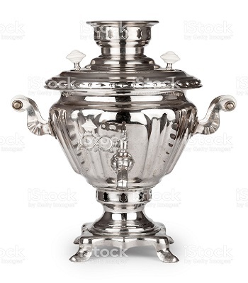 Vintage Indian Tea Samovar Isolated on White