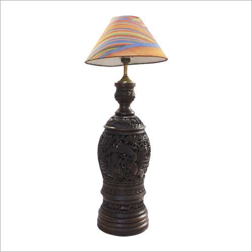 Wooden Carved Table Lamp