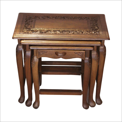Designer Wooden Carved End Table Set