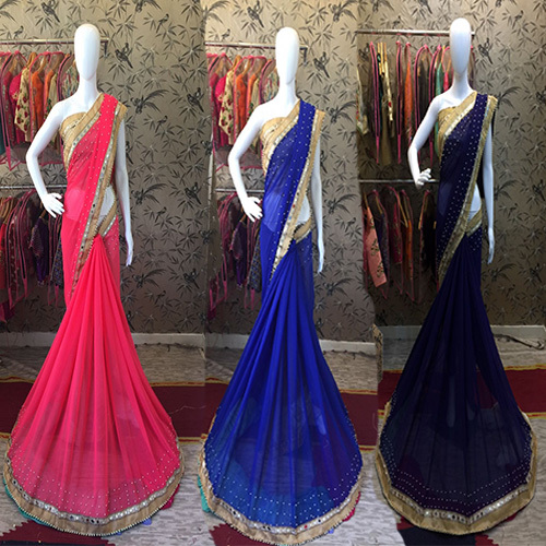 Zari Work Party Wear Georgette Saree
