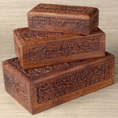 Hand carved storage box