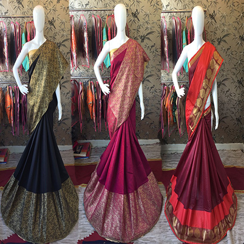 Cotton Silk Golden Self Designer Saree