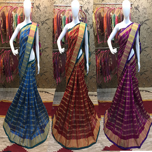 Chex Cotton Silk Saree