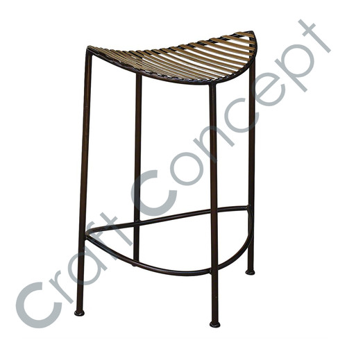 Iron Bar Stool - Iron Frame, Wooden & Leather Seat | Classic Design, Eco-Friendly, No Assembly Required, Comfortable Footrest