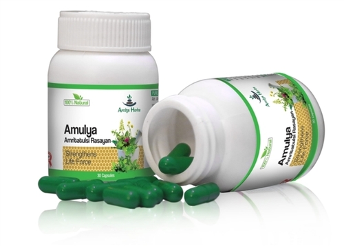 Amulya Amritatulsi Rasayan Capsules - Powerful Herbal Blend for Immunity Boost | 30 Capsules, Antioxidant, Detoxifying, Energy Provision, Heat Clearing, Joint Pain Relief, Cold and Cough Support