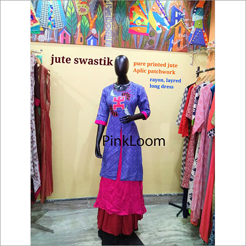 Jute Swastik Pure Printed Jute Aplic Patchwork